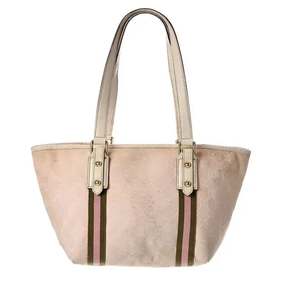 Gucci Pink Monogram Coated Canvas Medium Jolicoeur Tote Pink (Authentic - Picture 2 of 4